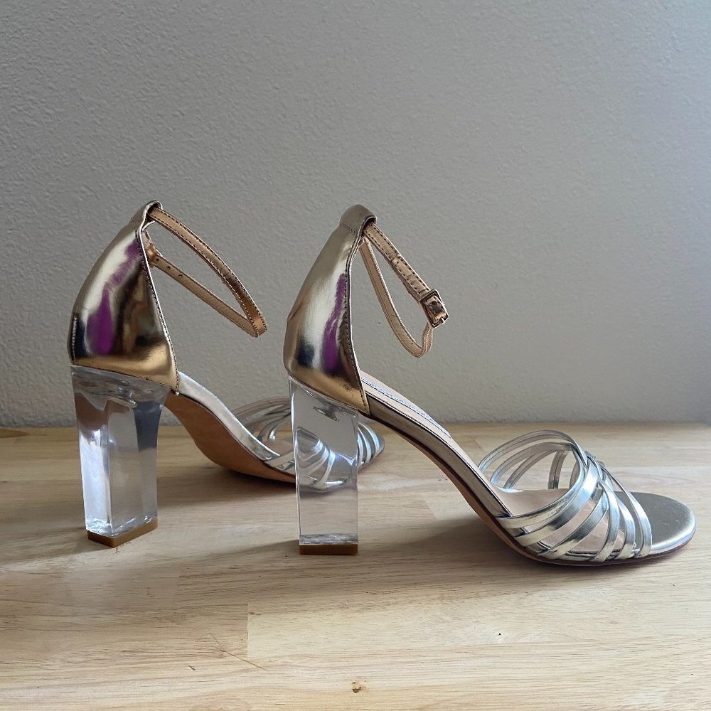 Diane Von Furstenberg Clear Heel Strappy Sandals
